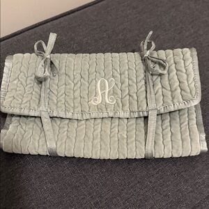 Pottery Barn Quilted Fold-Over Jewelry Pouch in Sage Green